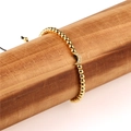 Golden beaded bracelet with blue diamond moon pendant and adjustable black rope - Moon
