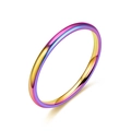 Minimalist slim titanium steel ring featuring a vibrant rainbow gradient electroplated finish - US 5 / 2MM Round Style / Rainbow