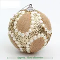 Pallina di Natale in lino e perle con glitter dorati, diametro 10 cm, decorativa - Stile Perla 10cm