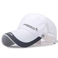 Berretto da baseball bianco in rete traspirante con visiera lunga e stampa sport - Regolabile / Bianco