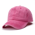 Cappellino da baseball in cotone lavato rosa scuro con finitura vintage e visiera curva - Regolabile / Rosa Rossa
