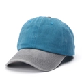 Cappellino trucker vintage in cotone lavato blu pavone e grigio con visiera curva - Regolabile / Tesa Grigia + Blu Lago
