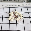 Artificial cream white berries stems on checkered fabric for DIY home floral decor - 12mm Matte White