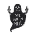 Spilla smaltata fantasma Halloween con scritta See You In Hell per giacche e borse - Stile Gesto Fantasma (XZ1806)