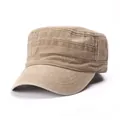 Detail of khaki washed cotton cadet cap showing metal eyelets and rugged vintage texture - Adjustable / Khaki