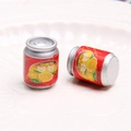 Miniature orange juice cans for dollhouse accessories and DIY jewelry crafting projects - Orange Flavor