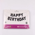 13-piece set of 16-inch black foil balloons forming HAPPY BIRTHDAY in retail packaging - Black