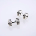 Silver dumbbell-shaped alloy beads with vintage striped design for DIY jewelry making - Antique Silver