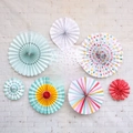 Detail of 8-piece gold foil paper fan set with dots and stripes for party wall decoration - Colorful Hollow-Out 8-Piece Set