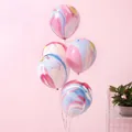 Pack of 5 marbled agate latex balloons featuring pink, blue and white swirl textures - 10" / Cloud/Mixed Agate