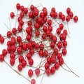 Artificial red berries with wire stems for Christmas wreaths and DIY floral crafts - 12mm (100 Pieces) / Red