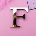Silver mirror acrylic 3D capital letter F wall sticker on pink background decoration - Letter F