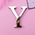 Self-adhesive silver mirror 3D acrylic wall decal featuring letter Y for home decor - Letter Y