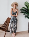 Macro shot of grey tie-dye jumpsuit fabric texture and bohemian design details - 3XL / Mixed Grey