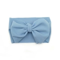 Light blue infant waffle fabric headband featuring a large bow with elastic texture - Light Blue
