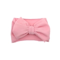 Pink waffle texture baby headband with a large decorative bow on a plain white background - Light Pink