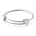 Fashion titanium steel double wire bangle with silver heart charms for women - Steel Color (KB109016-K)