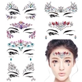 Face gem sets with crystal rhinestone stickers for forehead and eye makeup application - Set 03