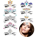 Various facial rhinestone stickers and jewels showing multiple styles and design patterns - Set 08