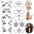Glittering face and body rhinestone tattoo set with colorful facial and chest jewel stickers - Set 16