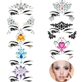 Detailed set of self-adhesive facial rhinestones in various colors for party makeup - Set 33