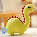 Cute green long-neck dinosaur plush toy with red fins and soft micro-fiber texture - Light Green / 23cm