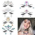Detailed collection of colorful face jewel stickers with stars, moons and gem designs - Set 39