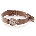 Rose gold stainless steel mesh bracelet with mother-of-pearl clover charm detail - Rose Gold (KB108613-K)