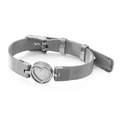 Bracciale a maglia retrò in argento con cuore centrale e chiusura a fibbia regolabile - Colore Acciaio (KB108619-K)