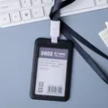 Vertical black ID badge holder with lanyard made of durable PP material for office use - Vertical - Black + Lanyard