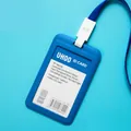 Vertical deep blue ID badge holder with matching lanyard, 54x85mm frosted PP sleeve - Vertical - Dark Blue + Lanyard
