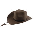 Cappello da cowboy in paglia marrone scuro con fascia in pelle e cinturino regolabile - 51cm / caffè
