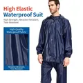 Tuta antipioggia blu scuro resistente con giacca con cappuccio e pantaloni da lavoro - Alta Elasticità 0.23mm / Blu navy