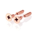 Macro shot of rose gold screw-shaped earrings with unique cross-head industrial design - Rose Gold
