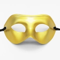 Golden half-face masquerade mask with metallic paint and black elastic strap for men - One Size / Gold