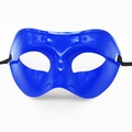 Blaue glänzende Halbgesichts-Maskerade-Maske für Herren mit schwarzem Gummiband - Einheitsgröße / Blau