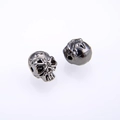 Vintage silver skull beads for DIY jewelry making with realistic carved details and side holes - Gun Black
