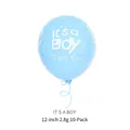 Detail of 12-inch light blue It's a Boy latex balloons for gender reveal party decor - Blue Printed It's a BOY Latex Balloons
