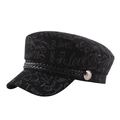 Black graffiti sailor hat with silver letter prints and braided strap detail - 58cm / Black