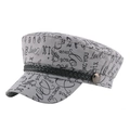 Cappello da capitano grigio a testa piatta con lettere graffiti e corda intrecciata - 58cm / Grigio