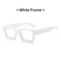 Retro thick white square glasses frame with minimalist bold rectangular design - White Frame White Lens