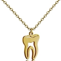 Collier avec pendentif dent minimaliste en acier inoxydable doré pour femme chic - Or