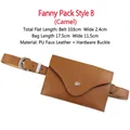 Camel PU leather waist bag with thin belt and metallic buckle, 103x2.4cm and 17.5x11.5cm - Waist Bag Style B (Camel)