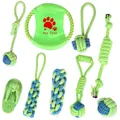 Detailed 9-piece dog rope toy set in neon green and blue for chewing and interactive play - 9-Piece Set Option 3 (B91126)