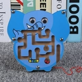 Blue elephant wooden magnetic maze puzzle with colorful beads for children's skill development - Elephant
