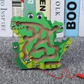 Green crocodile magnetic bead maze wooden puzzle toy for toddler motor skills development - Crocodile