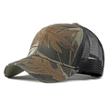 Cappello trucker outdoor con stampa mimetica foglia e rete nera traspirante unisex - Taglia unica / Caffè della Giungla