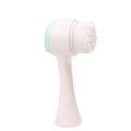 Dual-sided silicone facial cleansing brush with soft bristles and blue massage nubs - Blue