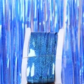 Tenda a frange blu olografica laser per la decorazione del muro di sfondo della festa - Blu