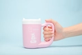 Pulitore zampe cane rosa con coperchio a orecchie di gatto e impugnatura ergonomica - S / Stile con Manico / Rosa